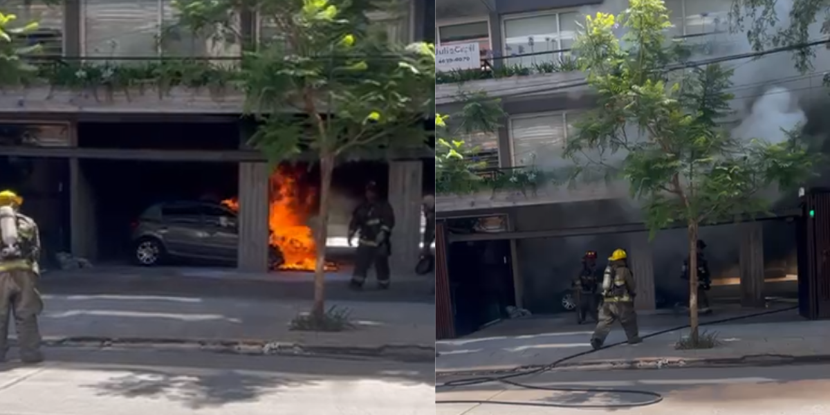 Se incendió un auto en el garaje de un edificio