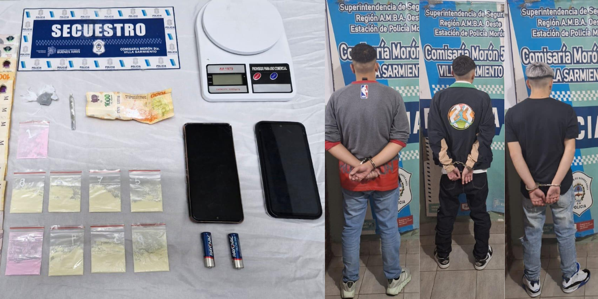Tres jóvenes cayeron con tusi, marihuana y cocaína en Villa Sarmiento