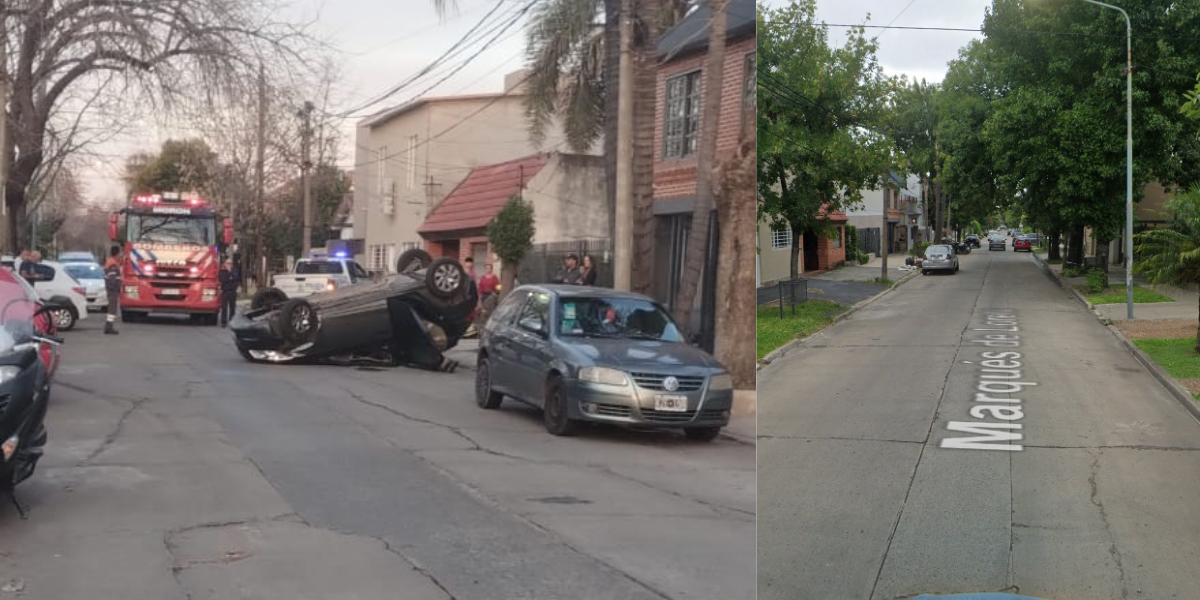 Impactante vuelco a pocas cuadras del centro de Castelar