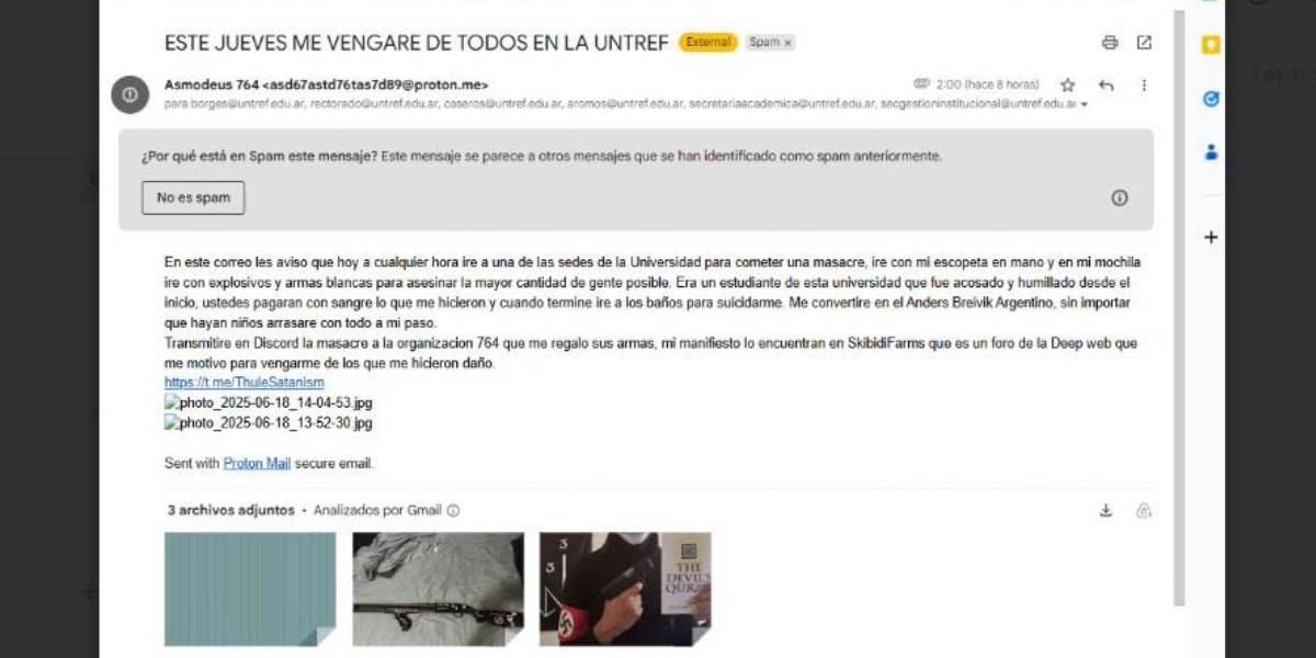 Un estudiante amenazó con hacer un tiroteo en Untref: suspendieron actividades