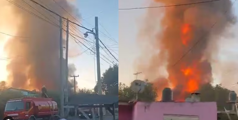 Explociones e  incendio en un depósito de garrafas en Merlo