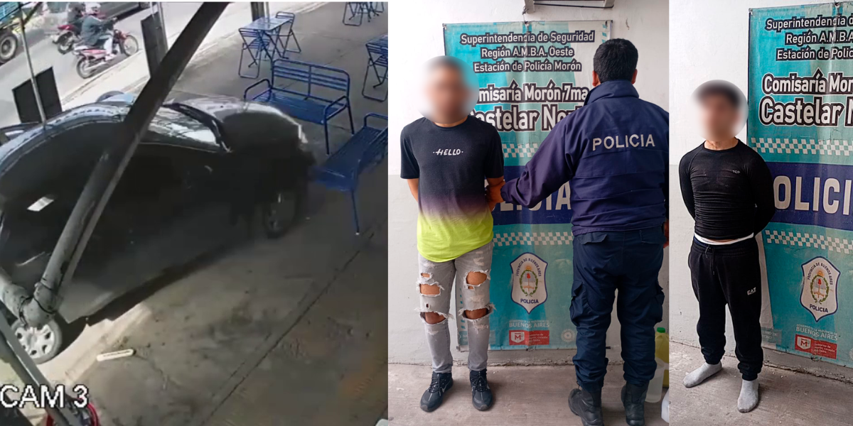 Locura en Morón: chocaron contra una heladería mientras huían de la policía y cayeron dos ladrones