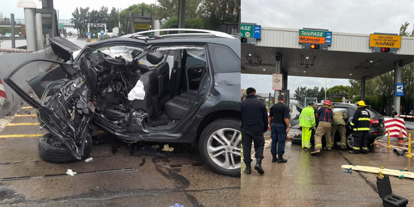Impactante choque en el Peaje Ituzaingó del Acceso Oeste
