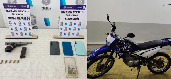 Morón: detienen a dos motochorros armados
