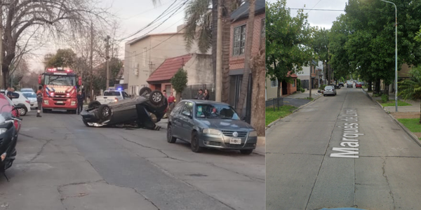 Impactante vuelco a pocas cuadras del centro de Castelar