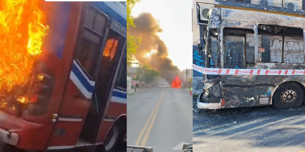 Un colectivo se incendió y quedó destruido en Av. Rivadavia