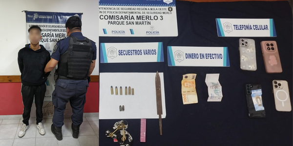 Cayó tras robar una moto en Merlo: le encontraron celulares robados y municiones