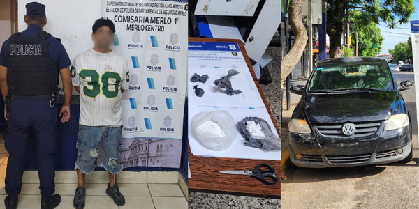 Persecución, auto robado y caída de un dealer con cocaína lista para la venta