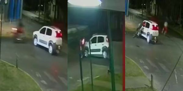 Impactante choque en Ituzaingó: un motociclista salió despedido tras chocar contra un auto